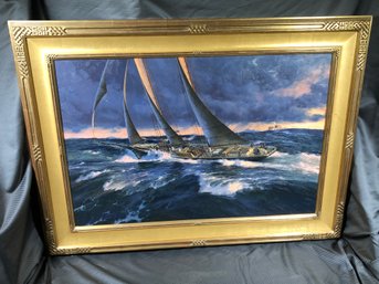 Client Paid $28,250 - Spectacular Large Oil On Canvas By DONALD DEMERS - Rumrunning In The 1920s  With Invoice