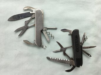 Lot Of 2 Vintage 'swiss Army' Type Utility Knives - Pocket Knife Lot