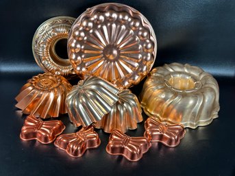 A Large Assortment Of Vintage Copper Molds