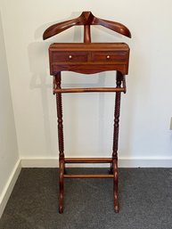 Solid Mahogany Men's Clothes Valet Stand Rack W/ Hanger