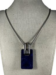 White House Black Market Art Deco Style Necklace W Pendant Silver Tone