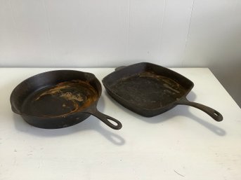 Large Cast Iron Pans Lot Of 2