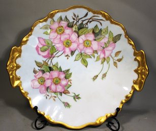 Fine Hand Painted T&V Limoges Hand Painted Handled Tray W Dogwood Flowers