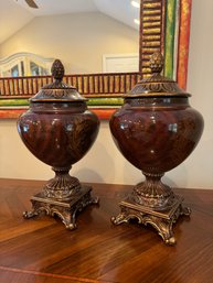 Pair Of Urn Pedestal Vases