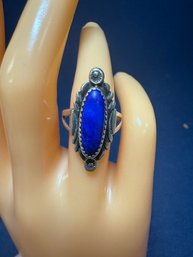 Vintage Sterling Silver Ring W/ Lapis Stone