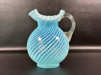 A Vintage Pitcher By Fenton, Spiral Optic Pattern