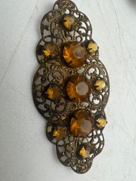 Vintage Brooch With Yellow Stones