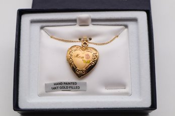 What A Gift! 14k Gold Filled Heart Locket Mom Necklace