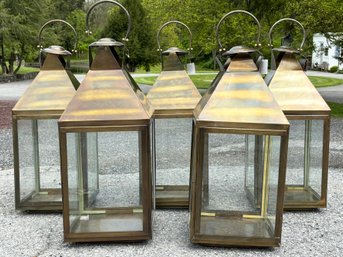 A Set Of 5 Large Antique Brass Lanterns - 'H'