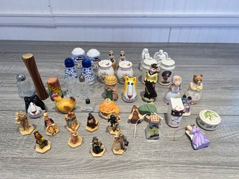 Lot Of Salt And Pepper Shakers, Figurines, And Misc