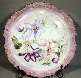 Lavender Hand Painted Limoges Round Dresser Tray