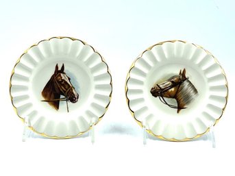 Pair Of 22 KT Gold Detailed Horse Motif Small Plates From 'The Sable Line'