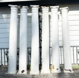 A Set Of 6 Vintage Doric Porch Columns - Hard Wood