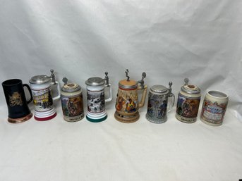 Lot Of 8 American Novelty Beer Steins