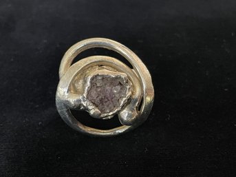 1960s Modernist Designer Erik Dennung Silver Plated Ring, Made In Denmark