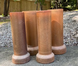 Four Very Large Terra Cotta Pipes For Flower Arranging