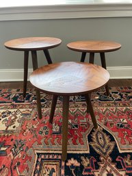 Mid Century Style Side Wood Side Tables - Set Of 3