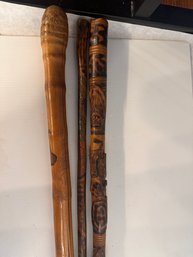 Bundle Of Three Hand-Carved Canes With Stories