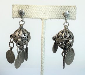 Fine Vintage Ethnographic Silver Screw Back Earrings