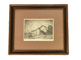 Church Tabor Farm - Randolph, VT. Pencil Signed, But Illegible. Matted & Framed Under Glass