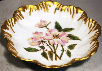 Fine Hand Painted Limoges Floral And Gold Bowl