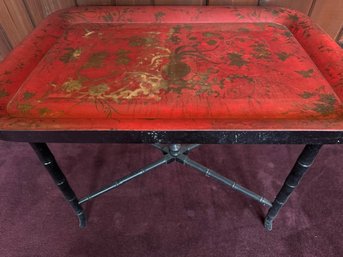 Antique Chinese Red Painted Tray Table