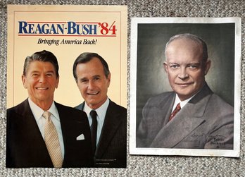 An Eisenhower Print And Regan-Bush '94 Poster