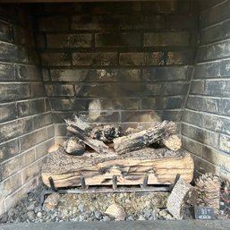 A Gas Fireplace Insert With Log Holder - Dining RM