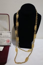 Camrose & Kross Gold Tone With Clear Rhinestones Double Chain Necklace