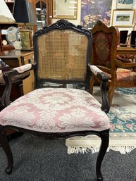 Pink Arm Chair With Cane Back