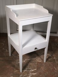 Antique White Cottage Stand - 1850-1890 - One Drawer / Backsplash - Hand Cut Dovetails - Very Functional Piece