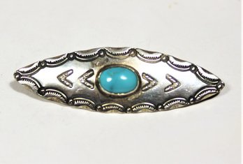 Vintage Sterling Silver Southwestern Native American Brooch Turquoise