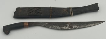 Early World War 2 Era PHILIPPINE VISAYAN TALIBONG With Carved Wooden Scabbard