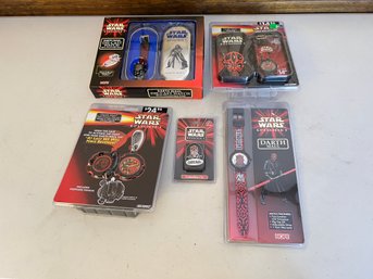 Set Of 5 Star Wars Darth Maul Watches And Pins, All New