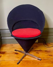 Black & Red Upholstered Verner Panton Cone Chair