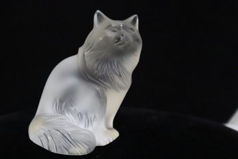 Lalique France Signed Sitting Up Cat Figure