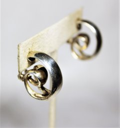 Fine Pair Of Sterling Silver Pierced Curly-Q Earrings