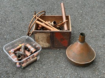 Box Lot: An Assortment Of Copper Pipe & More