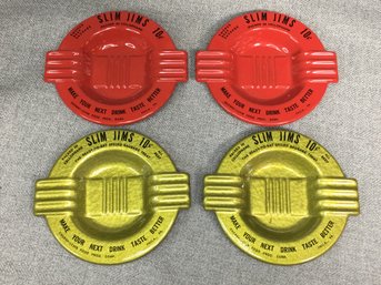 4 Rare NEW OLD STOCK 1940s Art Deco Style Tin Ashtrays For SLIM JIMS For 10 Cents Each - These Are OLD !