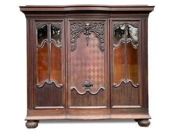 A Very Large, Ornate Carved Oak Hacienda Style Cabinet