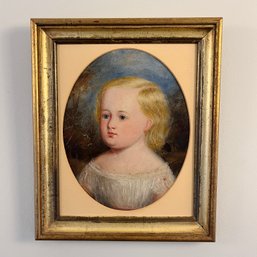 An 1848 Oil On Board Child's Portrait