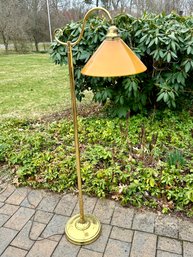 Cunette/Griffin Bros Yellow Glass Shade Floor Lamp, Made In Collinsville CT
