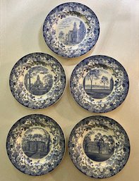 Second Group Of Five Vintage Wedgwood Harvard Plates - 1920's