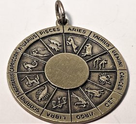 Vintage Zodiac Sterling Silver Medallion Pendant