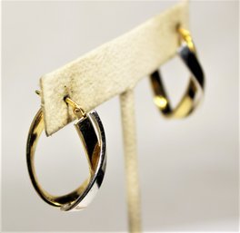 Gold Over Sterling Silver Oval Formed Hoop Pierced Earrings