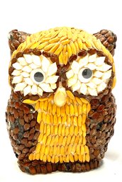 Vintage Folk Art Seed & Seashell Owl