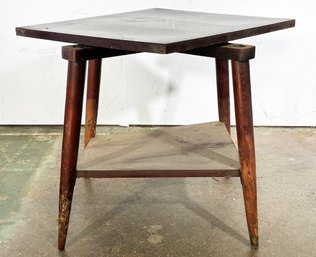 An Unusual Mid Century Modern Mahogany TV Table - Rotating Top