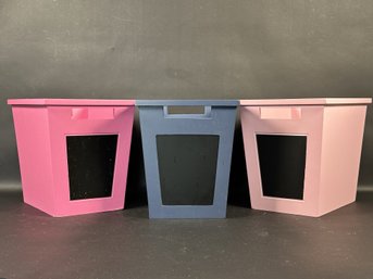 A Set Of Three Chalkboard Bins