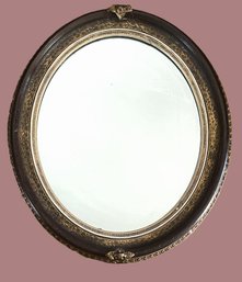 1940's Ornate Oval Carved Gilded Wood & Gesso Wall Mirror-Label