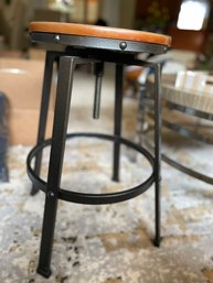 Wrought Iron And Wood Telescoping Stool